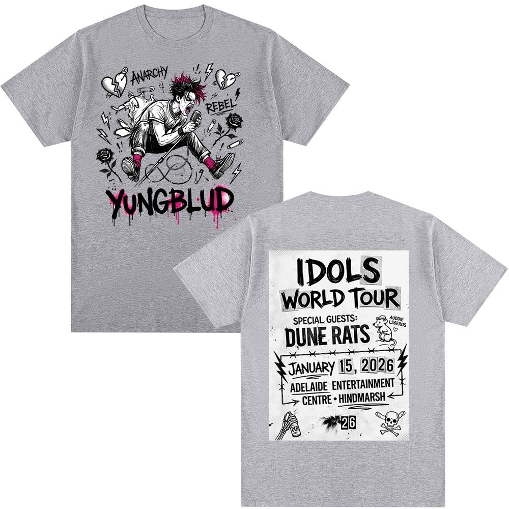 

Singer Yungblud IDOLS World Tour 2026 T-shirts Fan Gifts Men s Clothing Casual Short Sleeves T-shirt Cotton Casual T Shirt Tops 4XL