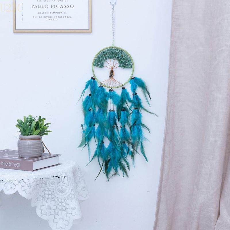 Tree Dreamcatcher Bohemian Owl Feathers Wall Hangings Wind Chimes for Bedroom Home