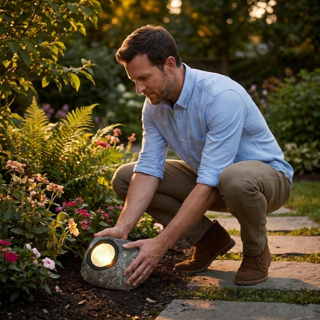 Solar Powered Outdoor Garden Rock Light with Realistic Stone Design for Yard Pathway Landscape Decoration and Energy Efficient Lighting
