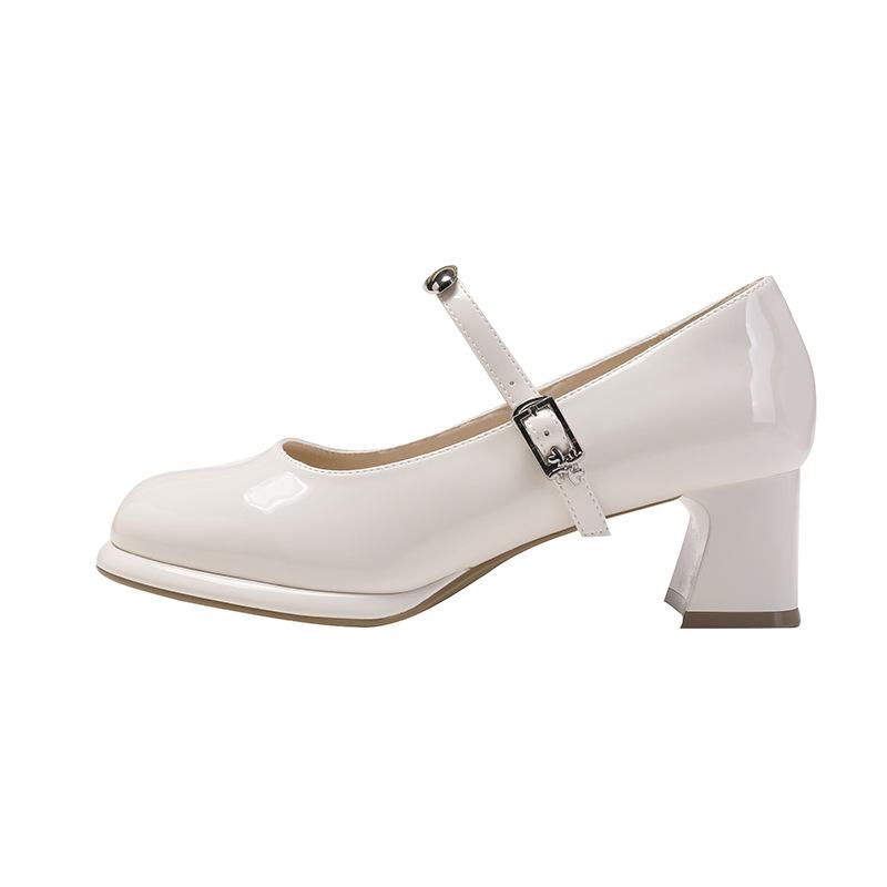 Coarse Heel Mary Jane Shoes Women's White High Heel Comfortable Not Tired Foot Shoes