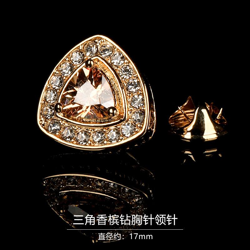 Gift Box Men'S Fashion Temperament Crystal Brooch Collar Pin Suit Brooch Collar Pin Trend Corsage