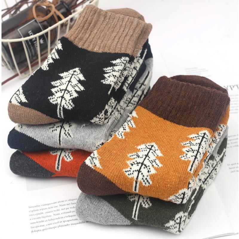5 Pairs Winter Men's Socks Thicken Sheep's Wool Socks Warm Women Retro Style Colorful Fashion Man Socks for Snow Boots