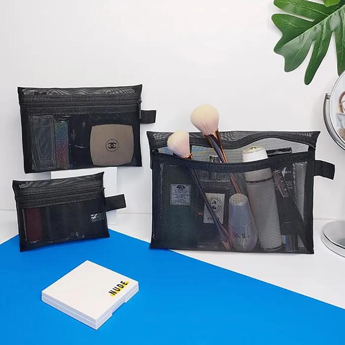 Mesh Makeup Pouch 3-Piece Set