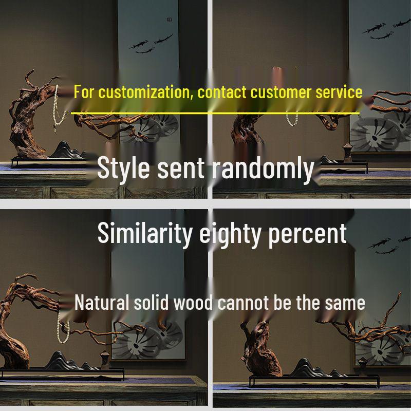 Chinese Zen Withered Wood Landscape Carving: Solid Wood Home & Hotel Decor