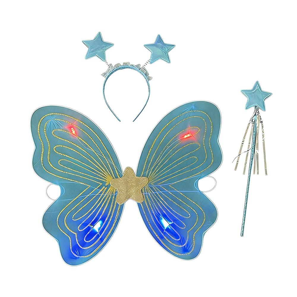 3Pcs/Set Sparkling Butterfly Wings Princess Hair Hoop Colorful Angel Wings Fairy Wand Butterfly Costume Wings