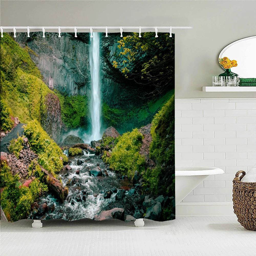 

Nature Forest Landscape Bath Curtain Waterproof Fabric Rainforest Scenery Shower Curtain Bathtub Screen For Bathroom Home Decor W60H190(CM)-1 Pcs