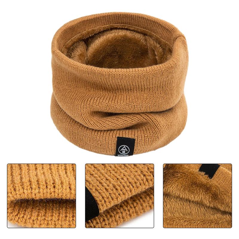 Fleece Neck Warmer Men Winter Hat Scarf Tube Shape Warm Knit Winter Hat For Thicken Cycling Face Cover Cervical Spine Protection