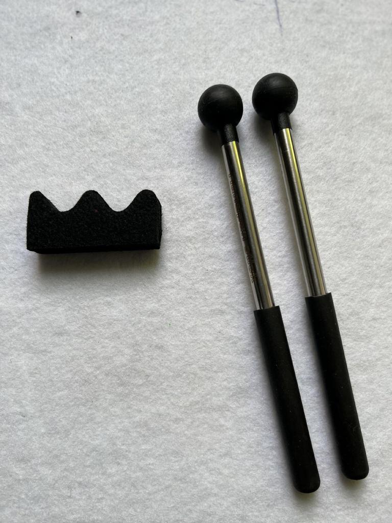 Two Pairs of Ethereal Drumsticks with Anti-Slip Handles and Rubber Hammers, plus Ethereal Drum Accessories.