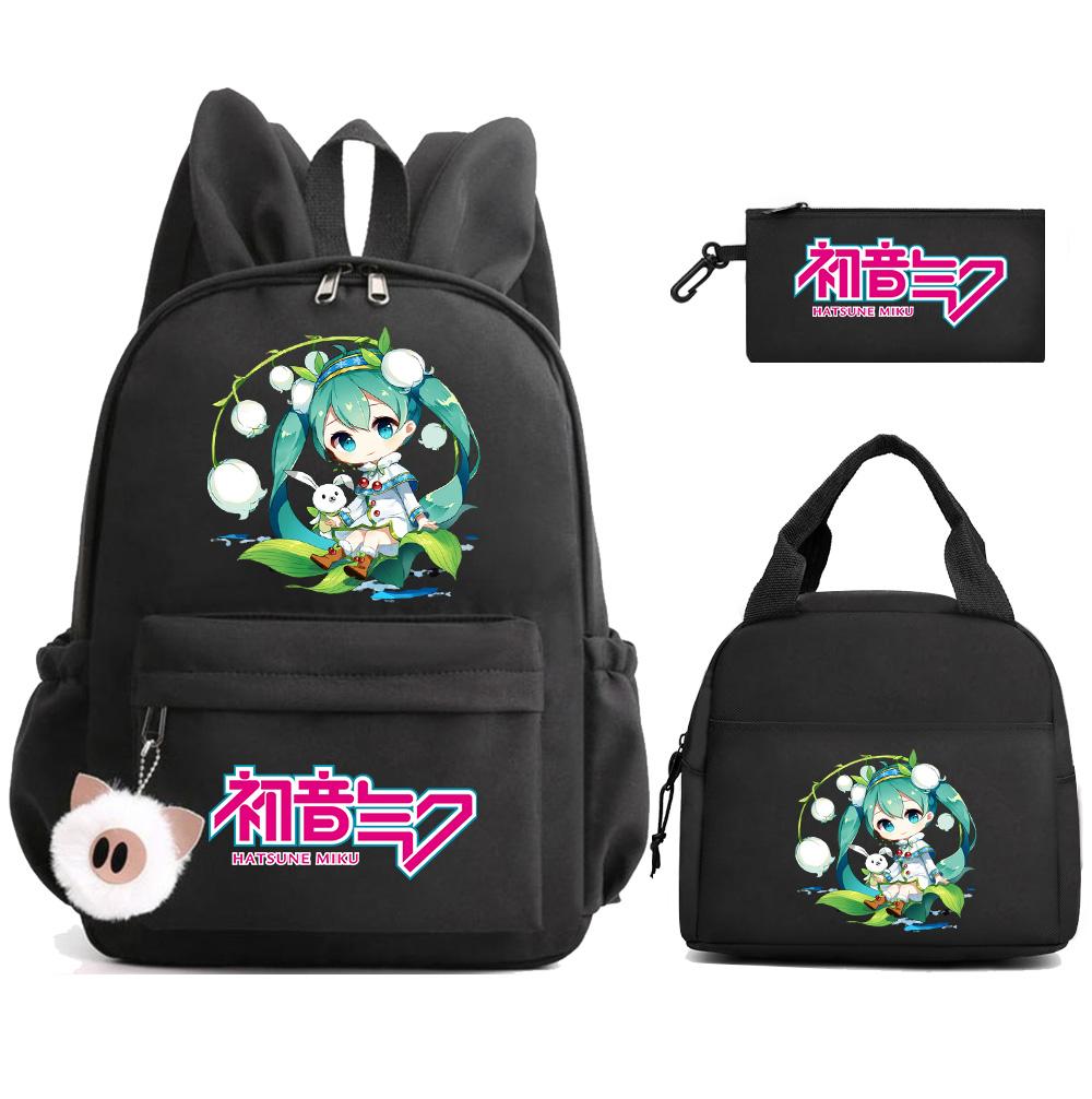 Zaino Stampato Cartoon Hatsune Miku Borsa Pranzo Astuccio per Bambini Studenti Borsa Scuola Ragazza Bambino Regalo Borsa da Viaggio Donna