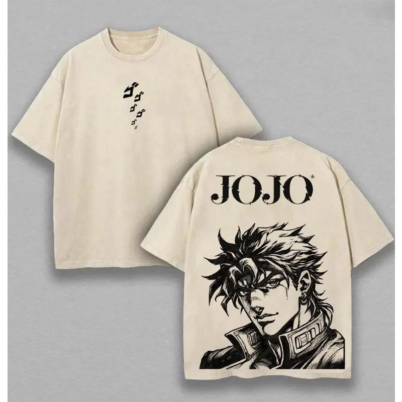 Манга Футболка JoJo s Bizarre Adventure Аниме Дио-Брандо Стиранная Футболка Летняя Высококачественные Хлопковые Футболки Топы Мужская Женская Унисекс Одежда S бежевый