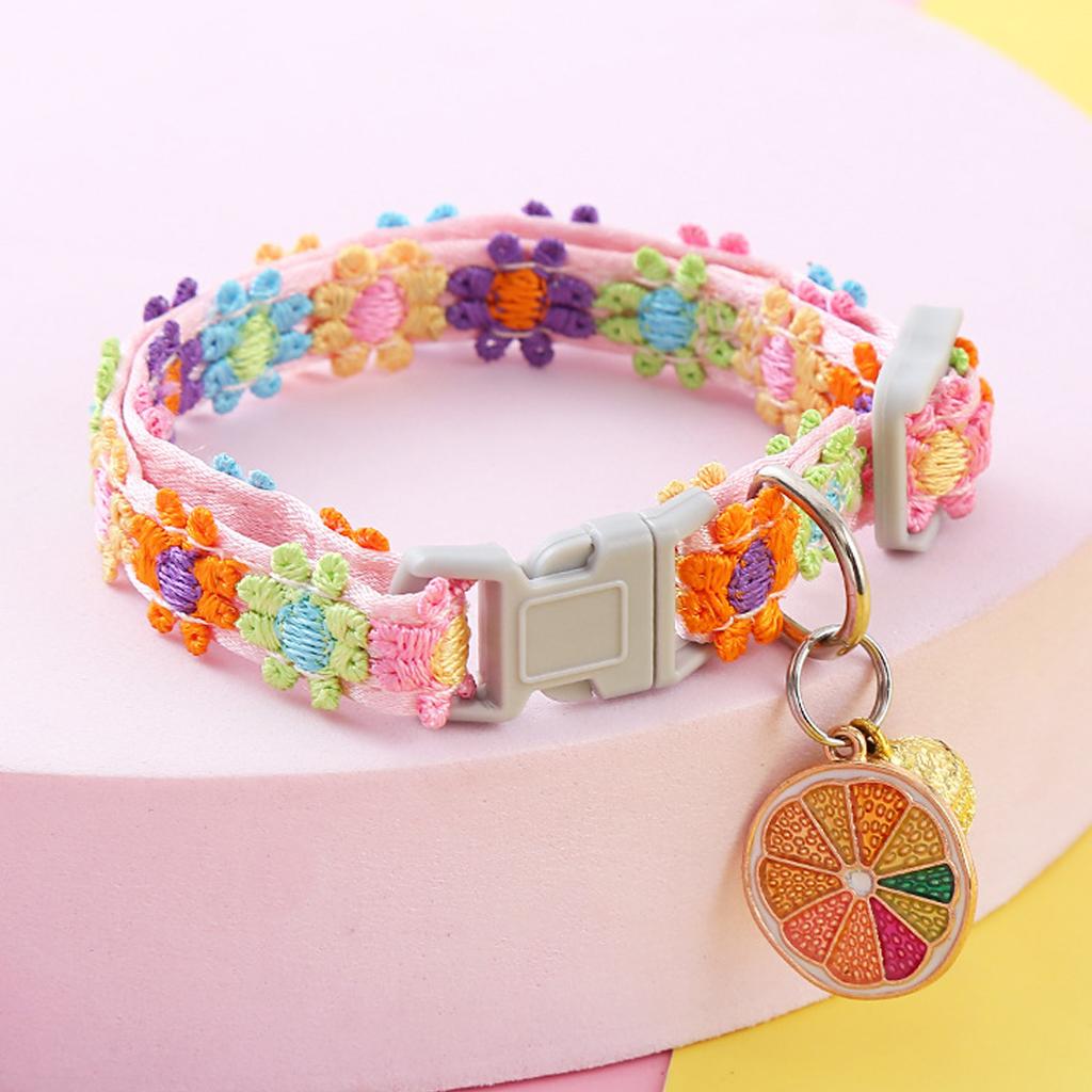 Adjustable Pet Cat Collar With Bell  Kitten Puppy Necklace Adjustable Buckle Colorful Lace Neck Ring Pet Accessories