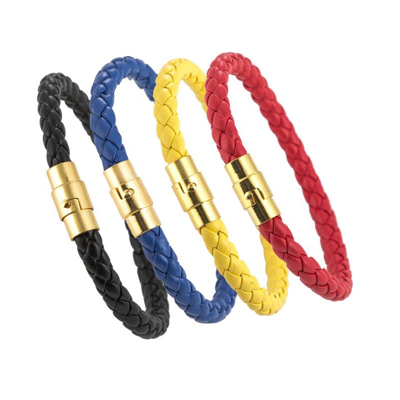 Bangle Leather Unisex Bracelets Gift Wristband Trendy Jewelry Men Women Braided Alloy Button For Loves  Jewelry Accessory