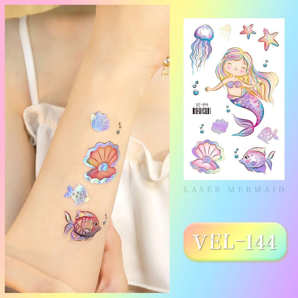 Waterproof Kids' Cartoon Tattoo Stickers: Princess, Butterfly & Mermaid Series
