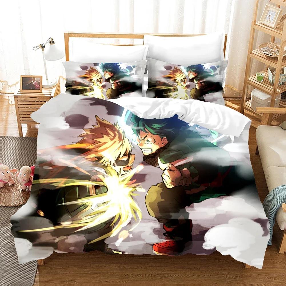 Anime 3D Printed My Hero Academia Duvet Cover Pillowcase Bedding Set Double Twin Full Queen King Adult Bedclothes Quilt Cover