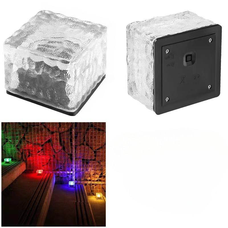 1Pc Solar Square Ice Light Garden Decoration Lawn Light Outdoor Garden Buried Light Outdoor Landscape Light Waterproof