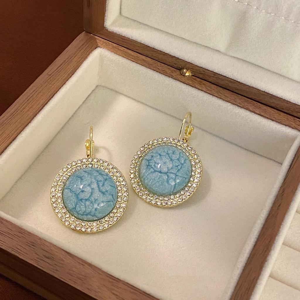 Retro Grüne Gebrochene Strass-Steckohrringe für Damen - Einzigartiges Französisches Design, Schlicht und doch Elegant