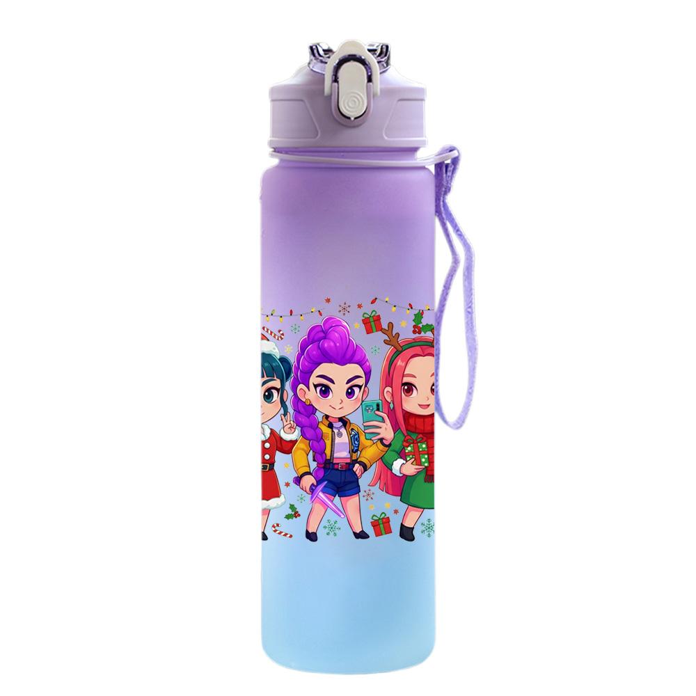 750Ml Water Bottle Christmas K-Pop Demon Hunters Printed Large Capacity Drinking Cup Portable Outdoor Sports Water Cup Children Kid Gift