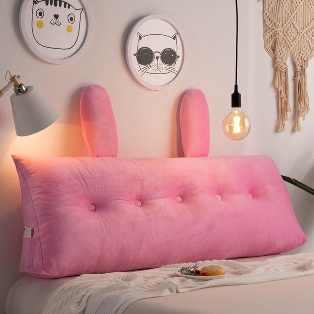 Solid Color Bedside Cushion Large Soft Velvet Backrest Pillow Couple Removable Cute Back Support Pillow Short Plush Seat Cushion