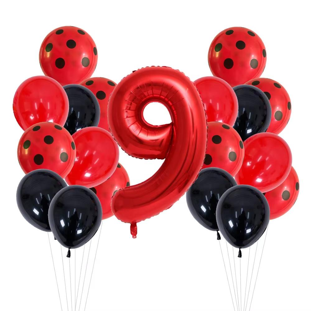 

20 Pcs 12 Inch Red Black Dots Ladybug Balloons Birthday Party Decorations Baby Shower 32 Inch Red Number Birthday Party Supplies Other