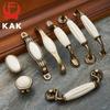KAK Antique Bronze Ceramic White Cabinet Handles Zinc Alloy Drawer knobs Wardrobe Door Handle Simple European Furniture Hardware