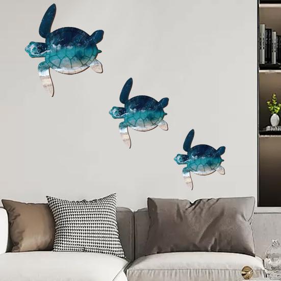 3 Stück Holz Meeresschildkröte Wanddeko Strand Thema Schildkröte Wandkunst Skulptur Vintage Küsten Wandbehang Ornament für Zuhause Seehaus Badezimmer