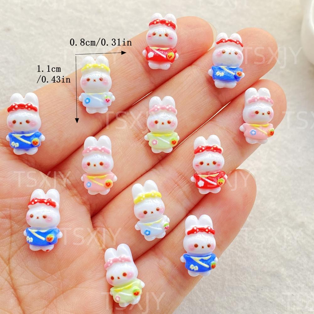 

30pcs Resin Colorful Mini Cute Cartoon Rabbit Figurines Flat back Nail Art DIY Scrapbook Crafts Nail Art Flatback Rhinestone