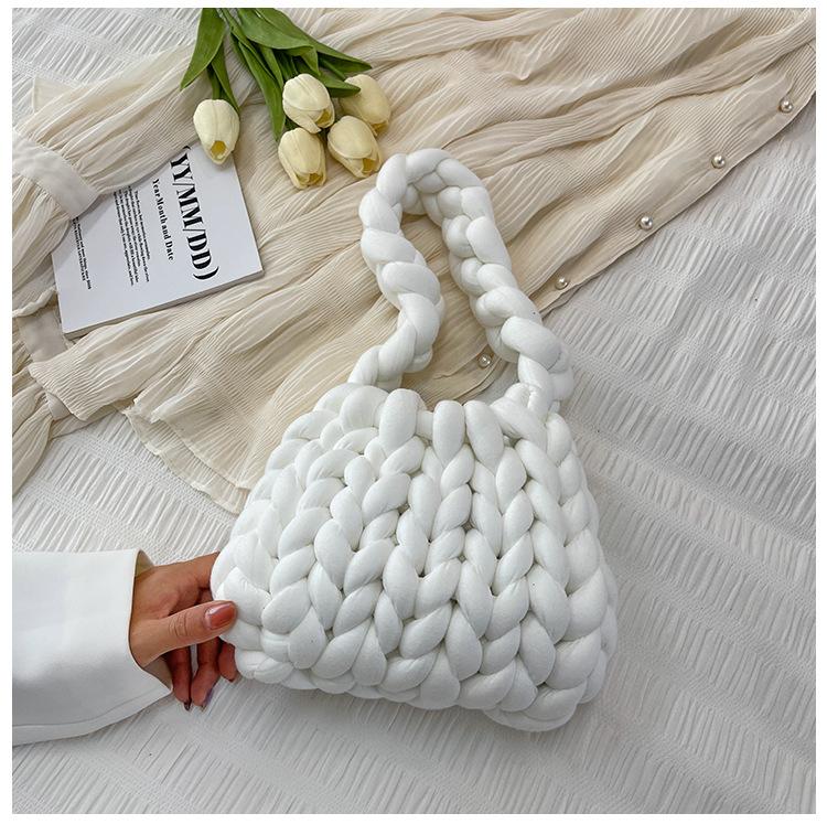 ins handmade knitted bag DIY material bag homemade coarse wool bag Icelandic thread bag armpit bag shoulder bag homemade trendy