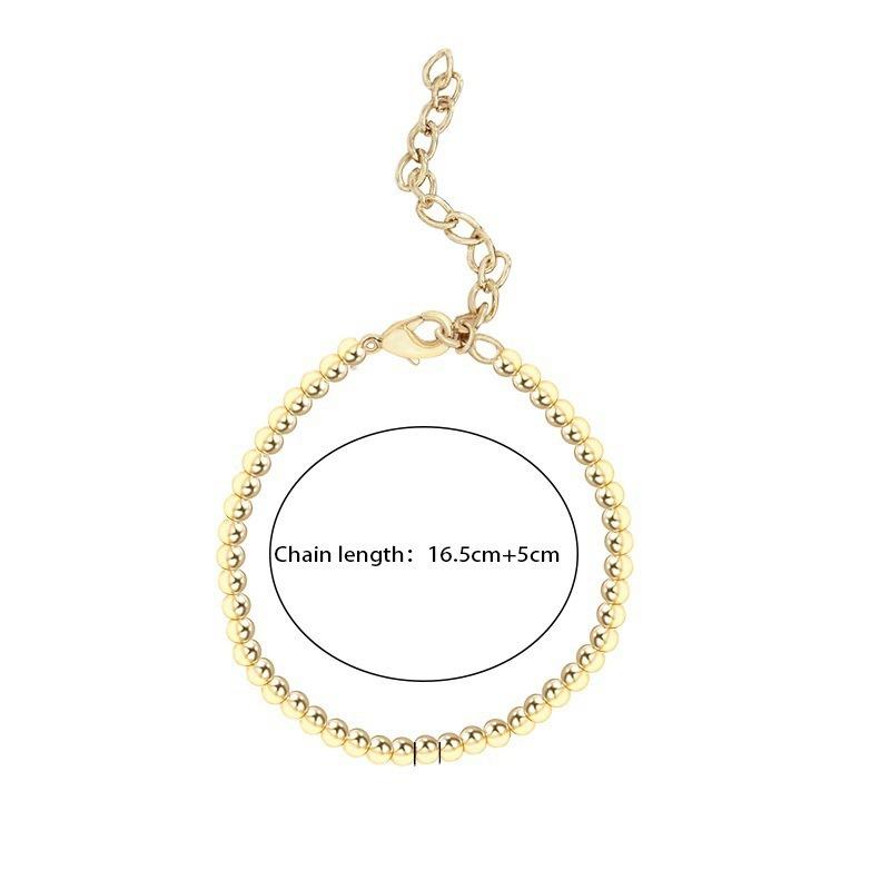 Womens Simple Fashion 3mm Alloy Beaded Bracelet