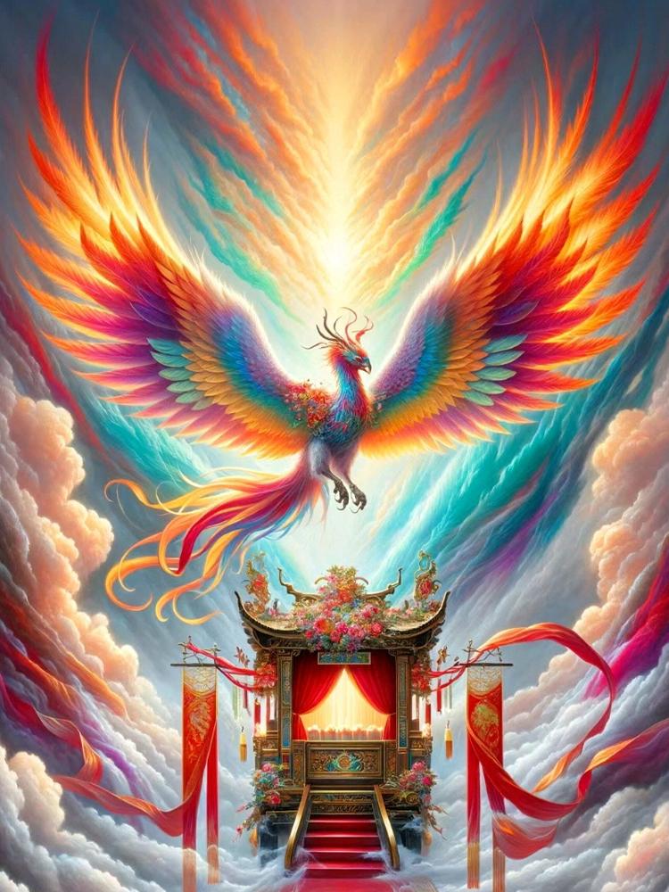 Phoenix 5DDIY Diamantová malba Zvířecí Krajina Obrázek Úplný čtvercový/kulatý Šperk Kříž Vyšívaná mozaika Domácí dekorace