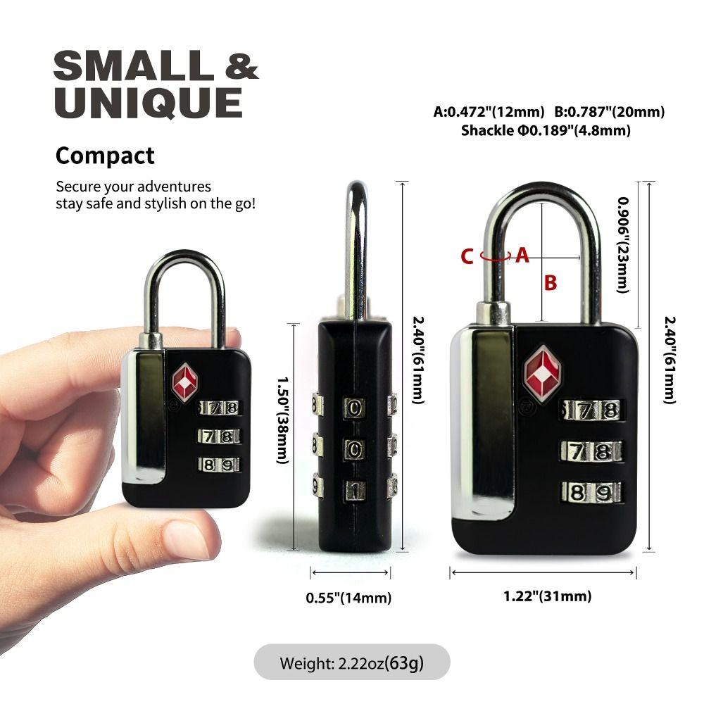 Security Tool Customs Password Lock Anti-theft Cabinet Padlock 3 Digit Combination Lock for Travel