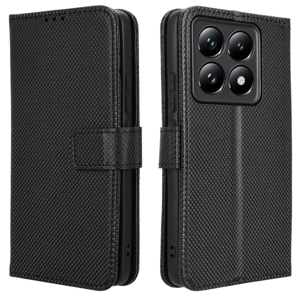 For Xiaomi 14T Case PU Leather Diamond Texture Wallet Phone Cover