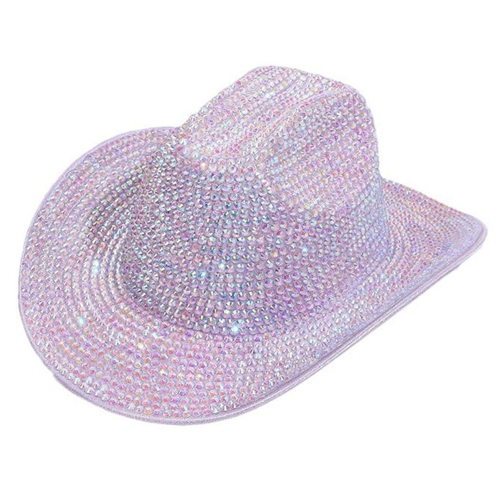 Eye-catching Crystal Cowboy Hats Bride Hat Panama Hat for Bachelorette Party Cowboy Hats for Club Stage Shows