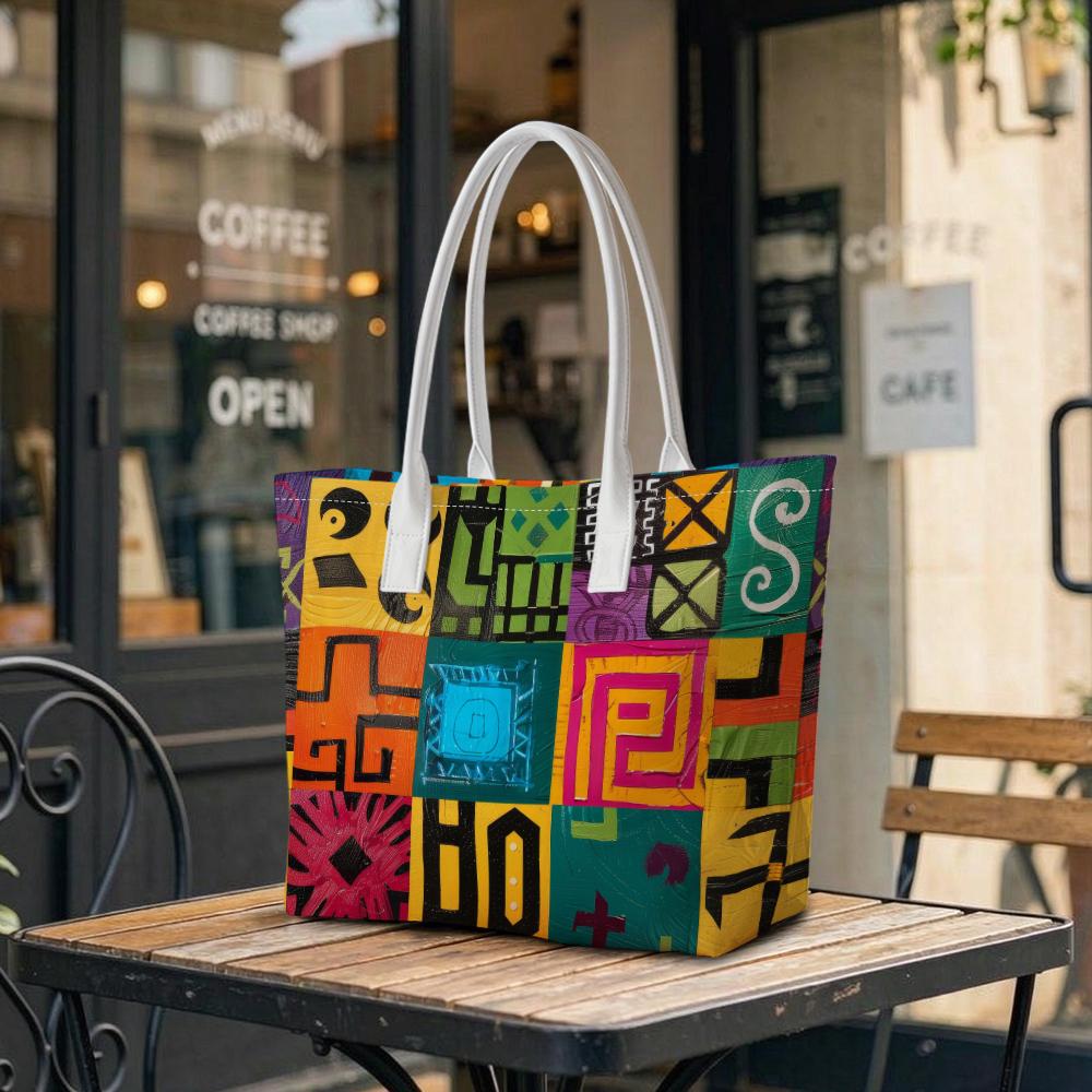 Colorful Tribal Print Tote Bag For Daily Use Fashionable Top Handle Bag Casual Ladies Commute Bag