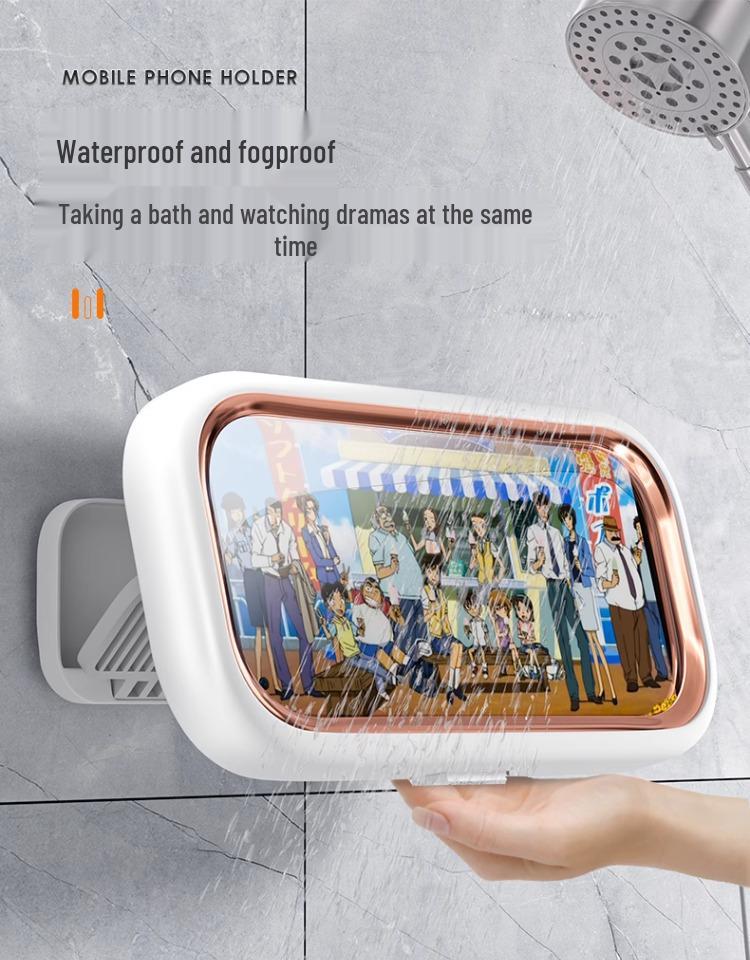 Wall-Mounted Waterproof Rotating Phone Holder for Bathroom and Toilet