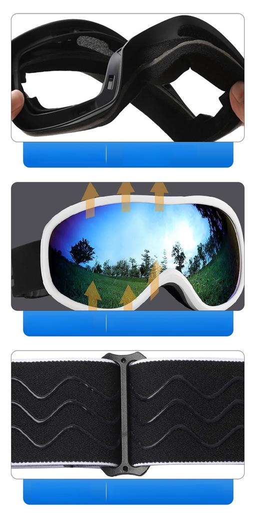 Lalapala Snow Goggles 180° Wide View, Dual Anti-Fog Lens, UV Protection, OTG Over-Glasses, Frameless for Ski and Snowboard