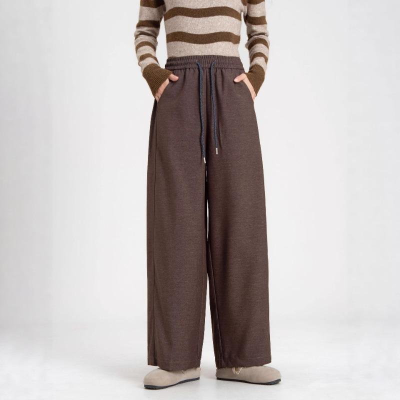 Denim Blue Sycamore Wide-leg Pants, Thickened Loose and Thin Splicing Casual Radish Tooling Pants In Autumn and Winter