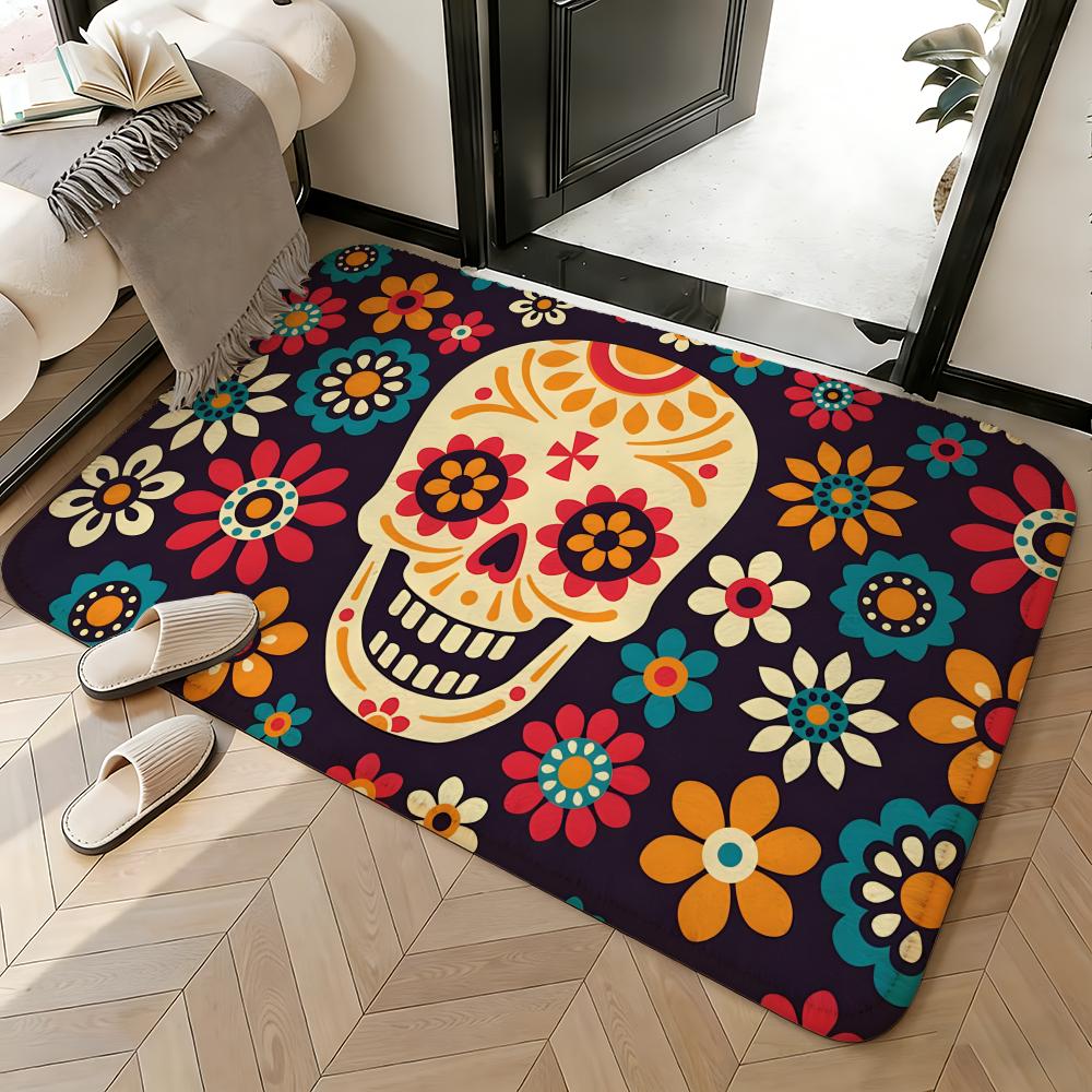Soft Absorbent Non-Slip Rug Holiday Dia De Muertos Floor Mat Home Decor Doormat Bedroom Floor Mat Shower Carpet