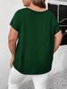 2026 Plus Size V-Neck Cross Strap Hollow Short Sleeve Women's T-shirt