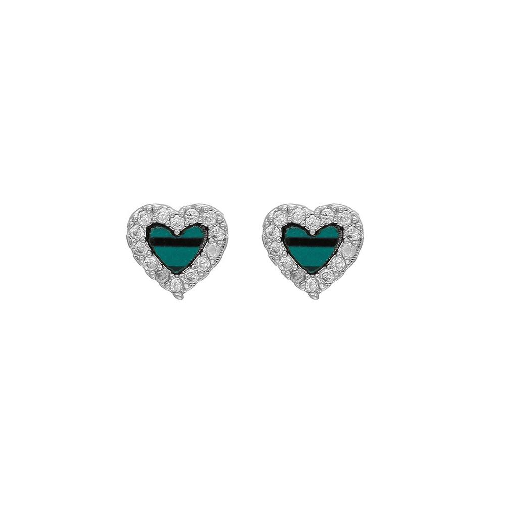 Exquisite Green Zircon Tassel Chain Stainless Steel Hoop Earrings 18K Gold Plated Heart Flower Piercing Earrings Fashion Jewelry