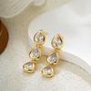 Three Layer Chain Chunky Waterdrop Dangle Earrings for Women Sparkling Thick Teardrop 18K Gold Plated Stud Classic Trend Zircon