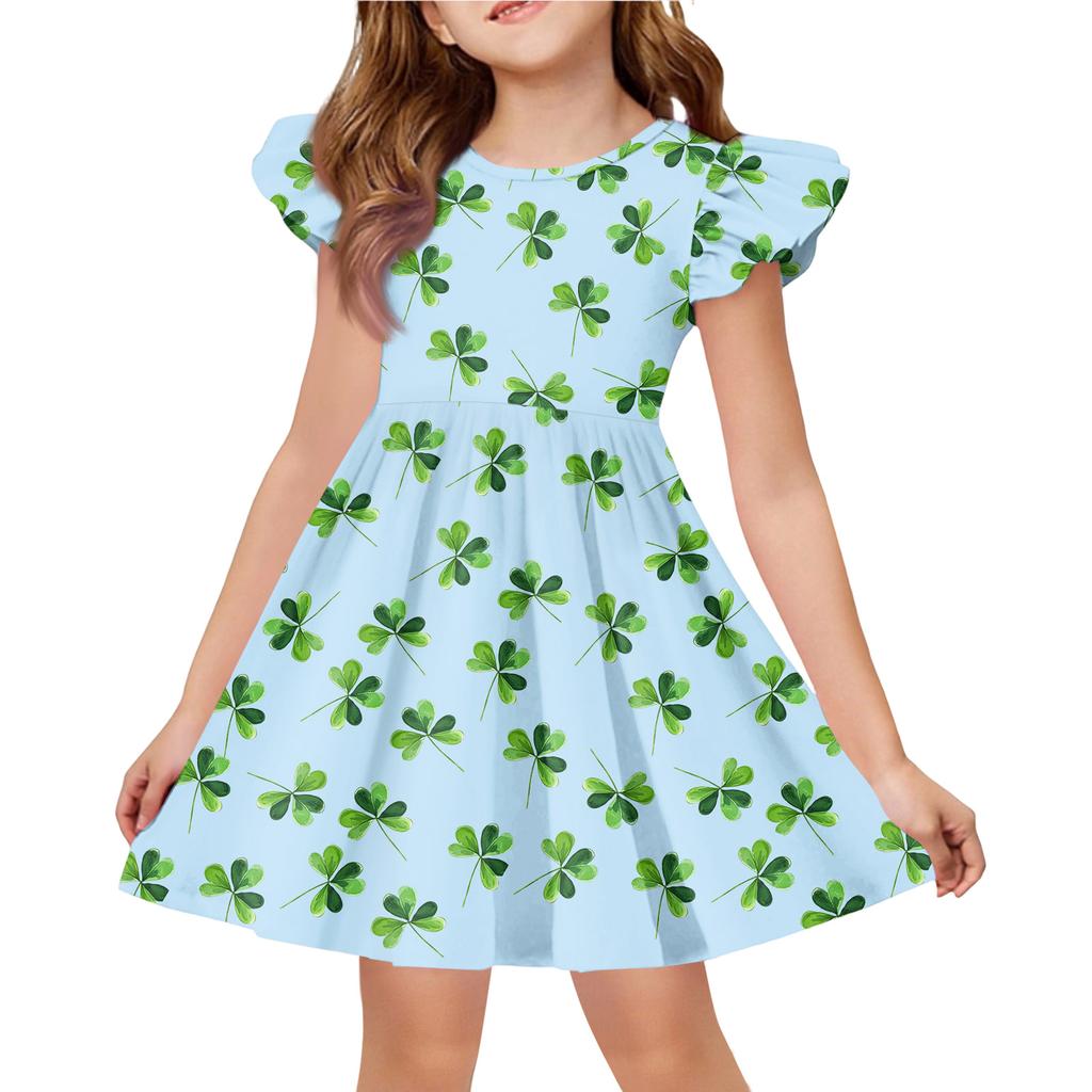 Girls' Summer Princess Dress - A-Line T-Shirt Dress St. Patrick's Day