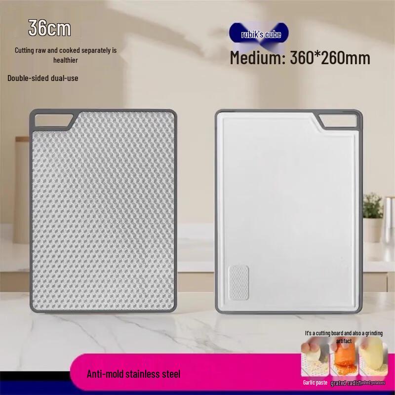 Oujiewang Dual-Sided Stainless Steel & PP Cutting Board