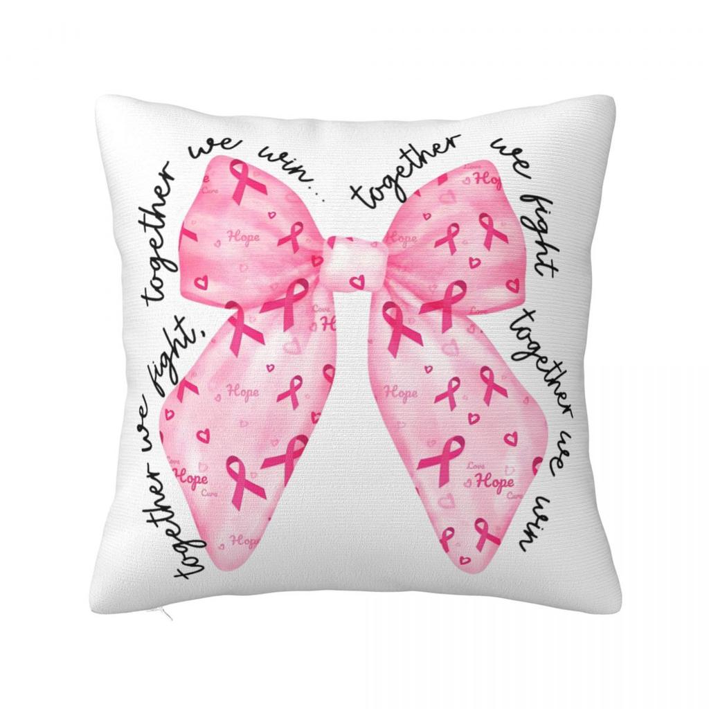 Breast Cancer Awareness Ribbon Pillow Case Cushion Covers Fashion Zipper Decor Pillowcase for Car 4040cm