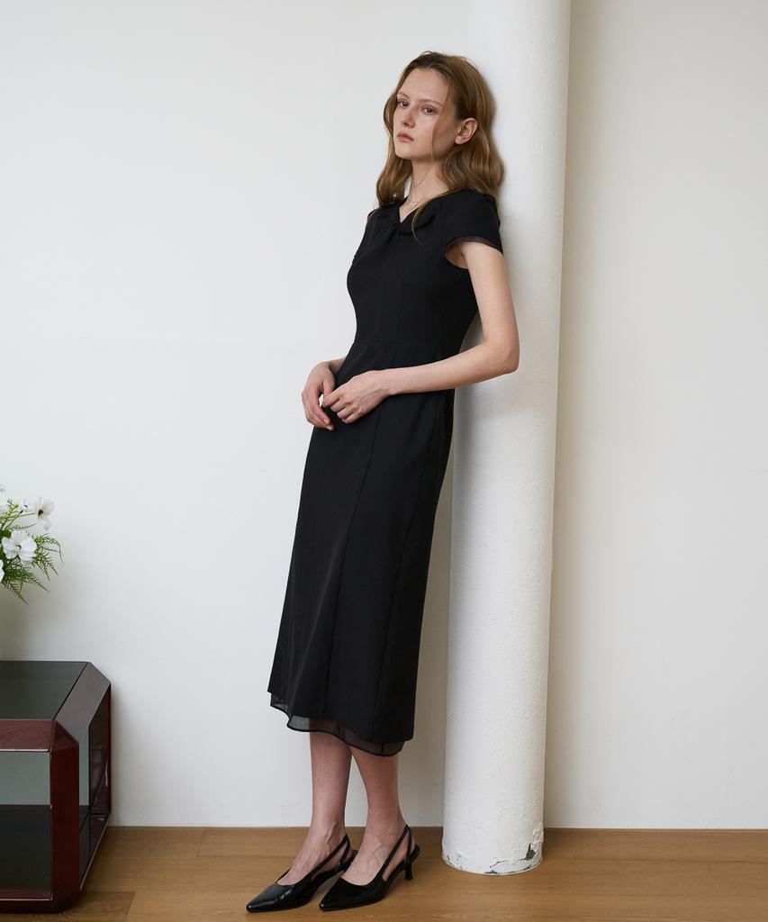 DEHEVE Twist Layered Long Dress [Black]