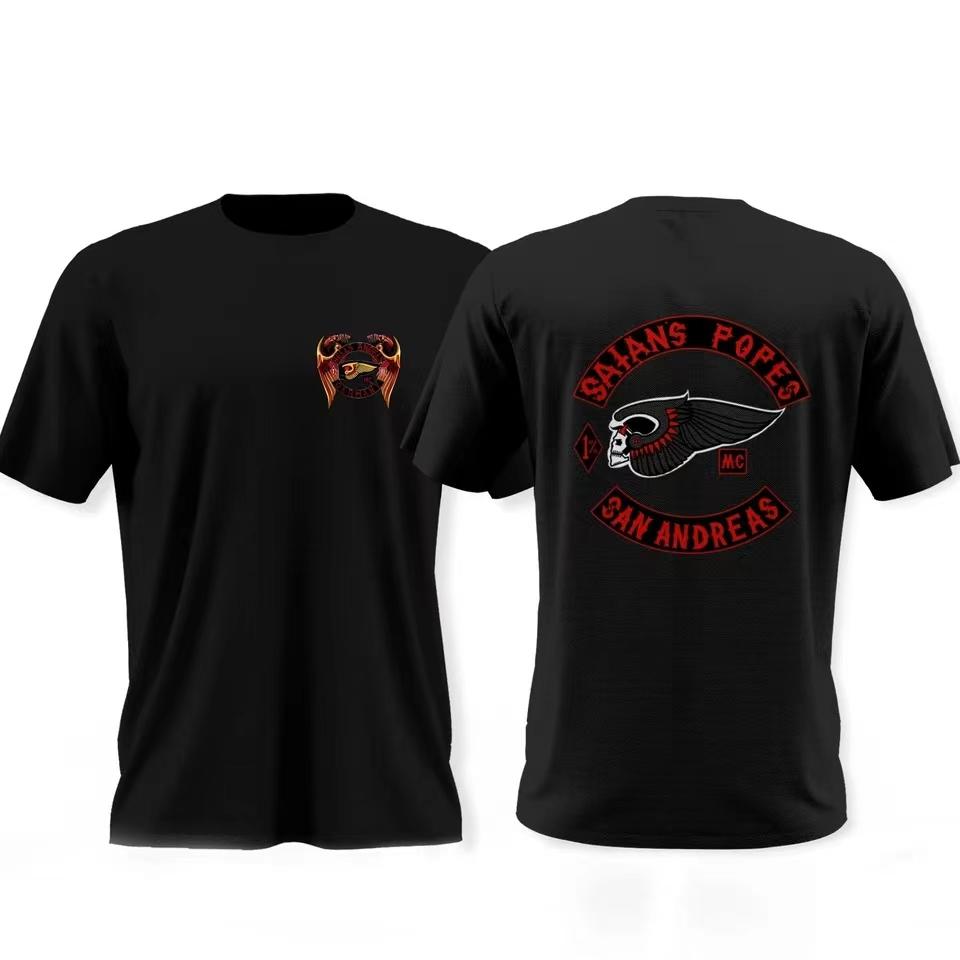 

Потрясающая мужская футболка для родителей и детей, хлопок, оверсайз, летняя, для мальчика, двусторонняя, Brotherhood Hells Angels, топы, футболки, футболка с коротким рукавом 4XL