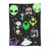 Wonderful Green Alien Universe Wondrous Cosmos With Planet And Stars Blanket Flannel Throw Blanket for Living Room Travel Home