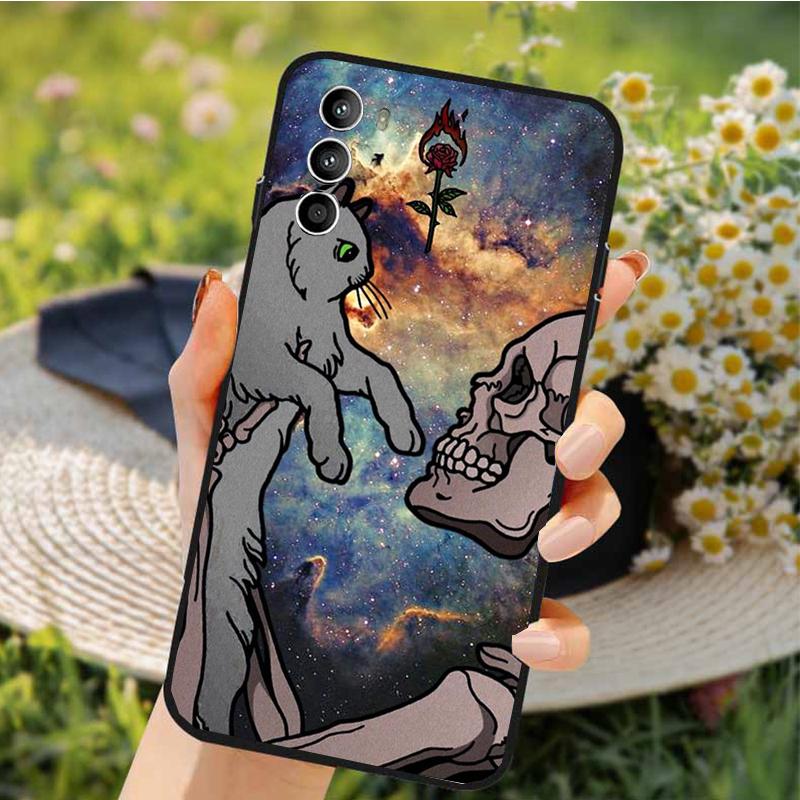 Skeleton Cat Phone Case For Motorola Edge 50 40 Pro 50 40 30 Ultra Neo Fusion Moto G84 G54 G85 G62 G53 G72 Funda