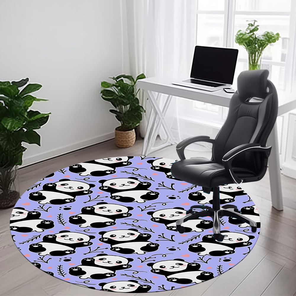 1 Stück Panda Muster Büro Runder Teppich, Indoor Matte Geeignet Für Büro, Unter Bürostühlen Schlafzimmer Wohnzimmer Heimdekoration, Zimmer Deko 041