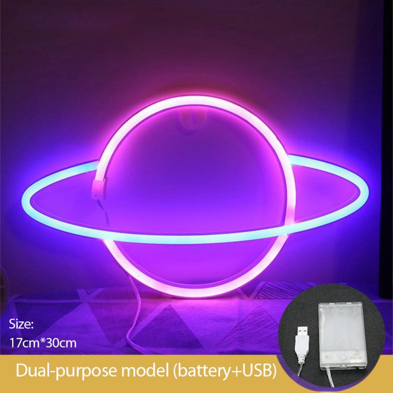 Weltraum Neon Nachtlicht USB ET Planet Rakete LED Lichter 3D Kunst Nachtlichter Lampe für Schlafzimmer Wand Neon LED Streifen AA Batterie