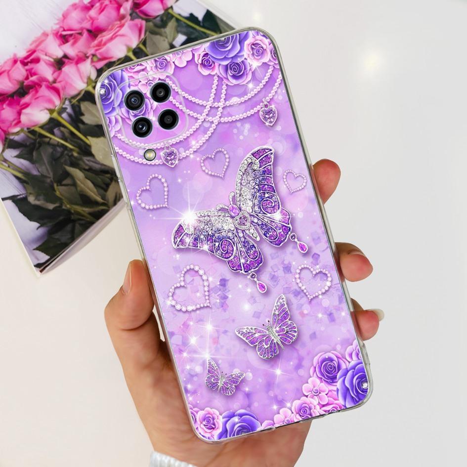 For Samsung Galaxy M32 Case SM-M325F Cover Popular Flower Clear Silicone Soft TPU Funda For Samsung M32 4G M 32 GalaxyM32 Bumper